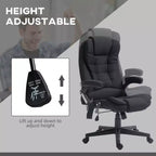 Fauteuil de bureau massant et chauffant à 6 points de vibration, Chaise de bureau massante à dossier haut en lin avec dossier inclinable