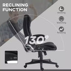 Fauteuil de bureau massant et chauffant à 6 points de vibration, Chaise de bureau massante à dossier haut en lin avec dossier inclinable
