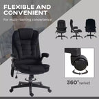 Fauteuil de bureau massant et chauffant à 6 points de vibration, Chaise de bureau massante à dossier haut en lin avec dossier inclinable