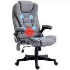 Fauteuil de bureau massant et chauffant à 6 points de vibration, Chaise de bureau massante à dossier haut en lin avec dossier inclinable