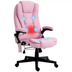 Fauteuil de bureau massant et chauffant à 6 points de vibration, Chaise de bureau massante à dossier haut en lin avec dossier inclinable