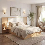 Cadre de lit plateforme moderne en bois Parker Christopher Knight Home avec tête de lit capitonnée et étagères de rangement latérales