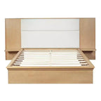 Cadre de lit plateforme moderne en bois Parker Christopher Knight Home avec tête de lit capitonnée et étagères de rangement latérales
