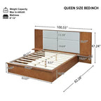 Cadre de lit plateforme moderne en bois Parker Christopher Knight Home avec tête de lit capitonnée et étagères de rangement latérales