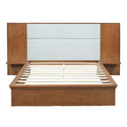 Cadre de lit plateforme moderne en bois Parker Christopher Knight Home avec tête de lit capitonnée et étagères de rangement latérales