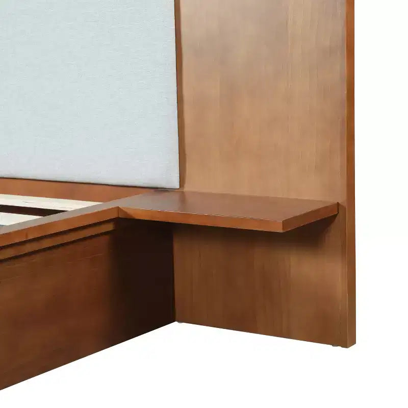 Cadre de lit plateforme moderne en bois Parker Christopher Knight Home avec tête de lit capitonnée et étagères de rangement latérales