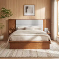 Christopher Knight Home Parker Modern Wood Platform Bed Frame with Upholstered Headboard and Side Storage Shelves