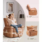 Fauteuil de salle à manger inclinable pivotant surdimensionné, similicuir PU bicolore vintage, chauffage/massage, télécommande, accoudoirs escamotables, base à 360°, chambre d'enfant/salon
