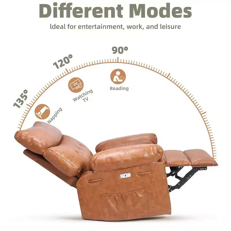 Fauteuil de salle à manger inclinable pivotant surdimensionné, similicuir PU bicolore vintage, chauffage/massage, télécommande, accoudoirs escamotables, base à 360°, chambre d'enfant/salon