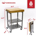 Îlot de cuisine portable Origami pliable sur roulettes avec structure en acier/plateau en bois massif, étagères ouvertes et porte-serviettes intégré, noir