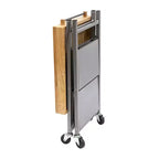 Îlot de cuisine portable Origami pliable sur roulettes avec structure en acier/plateau en bois massif, étagères ouvertes et porte-serviettes intégré, noir