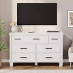 7 Drawers Dresser, Metal Handle, Wooden Dresser Organizer, for Living Room, Entryway