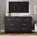 7 Drawers Dresser, Metal Handle, Wooden Dresser Organizer, for Living Room, Entryway