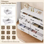 7 Drawers Dresser, Metal Handle, Wooden Dresser Organizer, for Living Room, Entryway