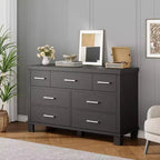 7 Drawers Dresser, Metal Handle, Wooden Dresser Organizer, for Living Room, Entryway