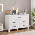 7 Drawers Dresser, Metal Handle, Wooden Dresser Organizer, for Living Room, Entryway