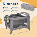 Berceau de cododo 5-en-1 multifonctionnel, installation en un clic, table à langer, matelas, arche de jeux et moustiquaire inclus