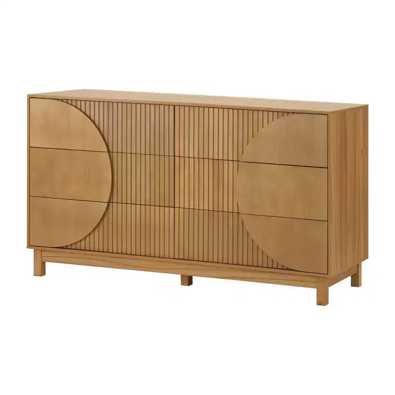 Commode moderne à 6 tiroirs Whisen avec panneau cannelé, coffre d'appoint pour chambre à coucher, armoire de rangement polyvalente