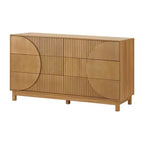 Commode moderne à 6 tiroirs Whisen avec panneau cannelé, coffre d'appoint pour chambre à coucher, armoire de rangement polyvalente