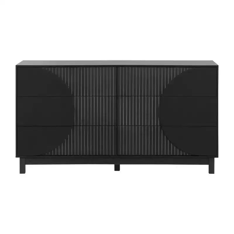 Commode moderne à 6 tiroirs Whisen avec panneau cannelé, coffre d'appoint pour chambre à coucher, armoire de rangement polyvalente