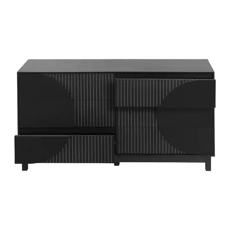 Commode moderne à 6 tiroirs Whisen avec panneau cannelé, coffre d'appoint pour chambre à coucher, armoire de rangement polyvalente