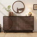 Commode moderne à 6 tiroirs Whisen avec panneau cannelé, coffre d'appoint pour chambre à coucher, armoire de rangement polyvalente