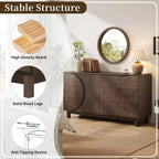 Commode moderne à 6 tiroirs Whisen avec panneau cannelé, coffre d'appoint pour chambre à coucher, armoire de rangement polyvalente