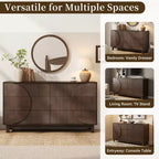 Commode moderne à 6 tiroirs Whisen avec panneau cannelé, coffre d'appoint pour chambre à coucher, armoire de rangement polyvalente