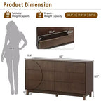 Commode moderne à 6 tiroirs Whisen avec panneau cannelé, coffre d'appoint pour chambre à coucher, armoire de rangement polyvalente