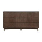 Commode moderne à 6 tiroirs Whisen avec panneau cannelé, coffre d'appoint pour chambre à coucher, armoire de rangement polyvalente