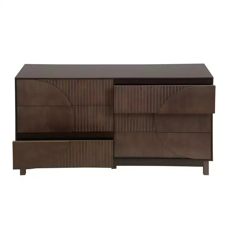 Commode moderne à 6 tiroirs Whisen avec panneau cannelé, coffre d'appoint pour chambre à coucher, armoire de rangement polyvalente