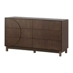 Commode moderne à 6 tiroirs Whisen avec panneau cannelé, coffre d'appoint pour chambre à coucher, armoire de rangement polyvalente