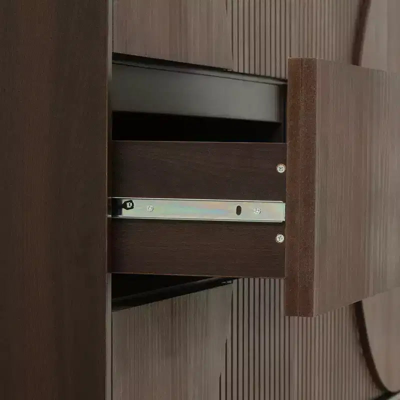 Commode moderne à 6 tiroirs Whisen avec panneau cannelé, coffre d'appoint pour chambre à coucher, armoire de rangement polyvalente
