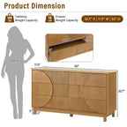 Commode moderne à 6 tiroirs Whisen avec panneau cannelé, coffre d'appoint pour chambre à coucher, armoire de rangement polyvalente