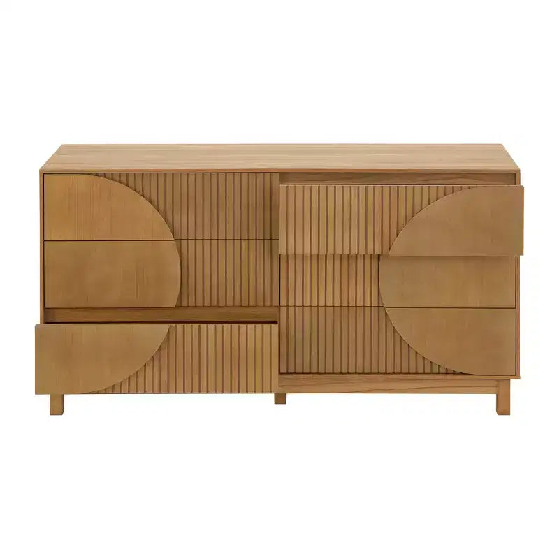 Commode moderne à 6 tiroirs Whisen avec panneau cannelé, coffre d'appoint pour chambre à coucher, armoire de rangement polyvalente