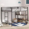 Bellemave Junior Twin Loft Bed with Black Metal Frame, Cinnamon Wood Shelf, Guardrails & Ladder, Space-Saving Kids Bedroom Loft Bed