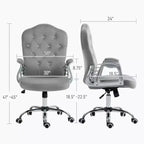 Chaise de bureau en velours avec roulettes pivotantes à 360 degrés, hauteur réglable et fonction d'inclinaison
