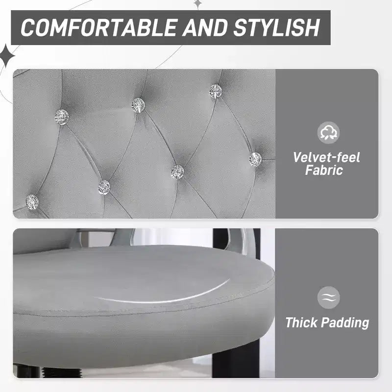 Chaise de bureau en velours avec roulettes pivotantes à 360 degrés, hauteur réglable et fonction d'inclinaison