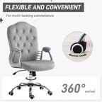 Chaise de bureau en velours avec roulettes pivotantes à 360 degrés, hauteur réglable et fonction d'inclinaison