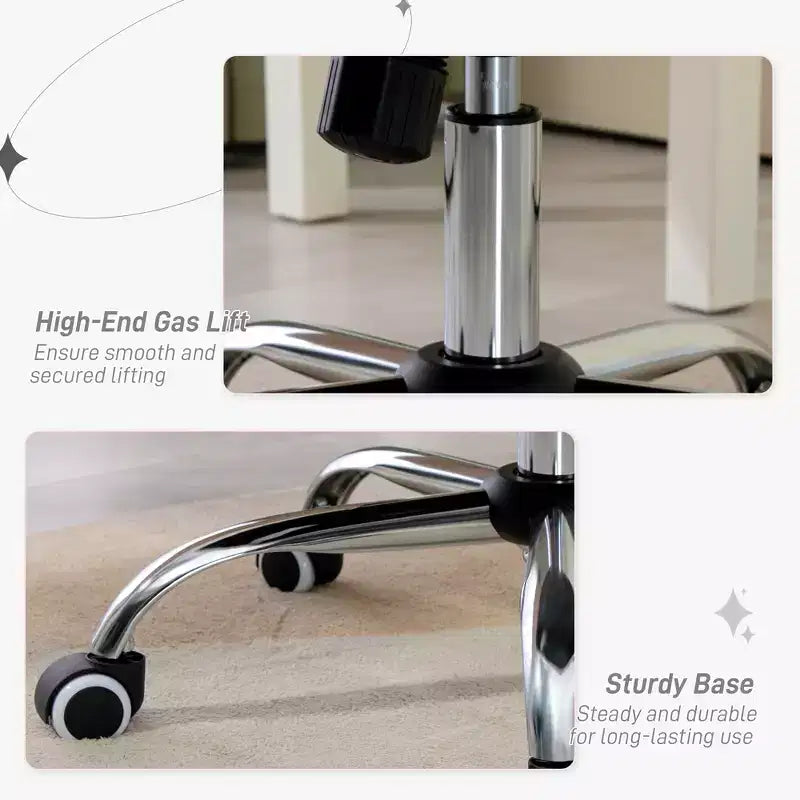 Chaise de bureau en velours avec roulettes pivotantes à 360 degrés, hauteur réglable et fonction d'inclinaison