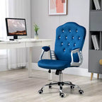 Chaise de bureau en velours avec roulettes pivotantes à 360 degrés, hauteur réglable et fonction d'inclinaison