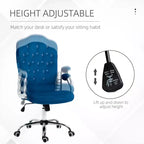 Chaise de bureau en velours avec roulettes pivotantes à 360 degrés, hauteur réglable et fonction d'inclinaison