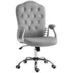Chaise de bureau en velours avec roulettes pivotantes à 360 degrés, hauteur réglable et fonction d'inclinaison