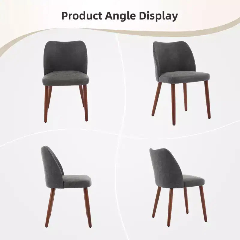 Lot de 2 chaises de salle à manger modernes rembourrées en lin avec dossier ailé et pieds en bois, sièges d'appoint confortables pour la salle à manger, la cuisine, le salon