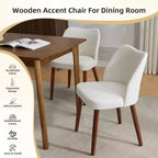 Lot de 2 chaises de salle à manger modernes rembourrées en lin avec dossier ailé et pieds en bois, sièges d'appoint confortables pour la salle à manger, la cuisine, le salon
