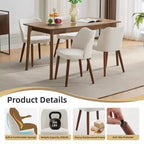 Lot de 2 chaises de salle à manger modernes rembourrées en lin avec dossier ailé et pieds en bois, sièges d'appoint confortables pour la salle à manger, la cuisine, le salon