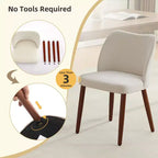 Lot de 2 chaises de salle à manger modernes rembourrées en lin avec dossier ailé et pieds en bois, sièges d'appoint confortables pour la salle à manger, la cuisine, le salon