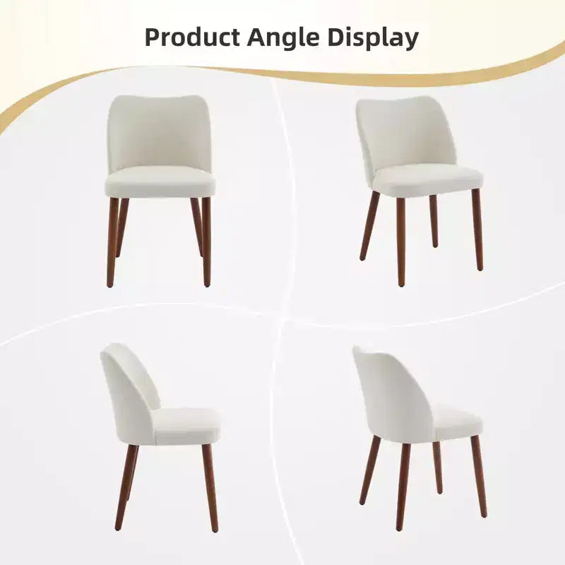 Lot de 2 chaises de salle à manger modernes rembourrées en lin avec dossier ailé et pieds en bois, sièges d'appoint confortables pour la salle à manger, la cuisine, le salon