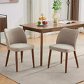 Set of 2 Modern Linen Upholstered Dining Chairs with Wing Backrest and Wood Legs, Comfortable Accent Seating for Dining Room, Kitchen, Living Room