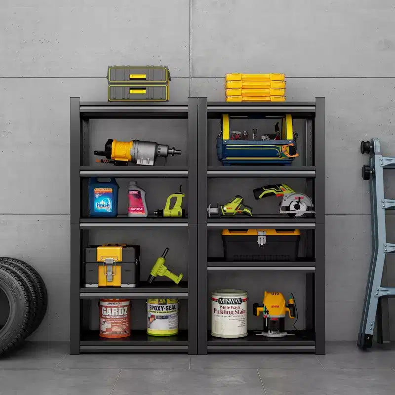 Étagères utilitaires métalliques à 5 niveaux de 63 pouces de hauteur, étagères de rangement robustes et réglables pour garage, rayonnages industriels